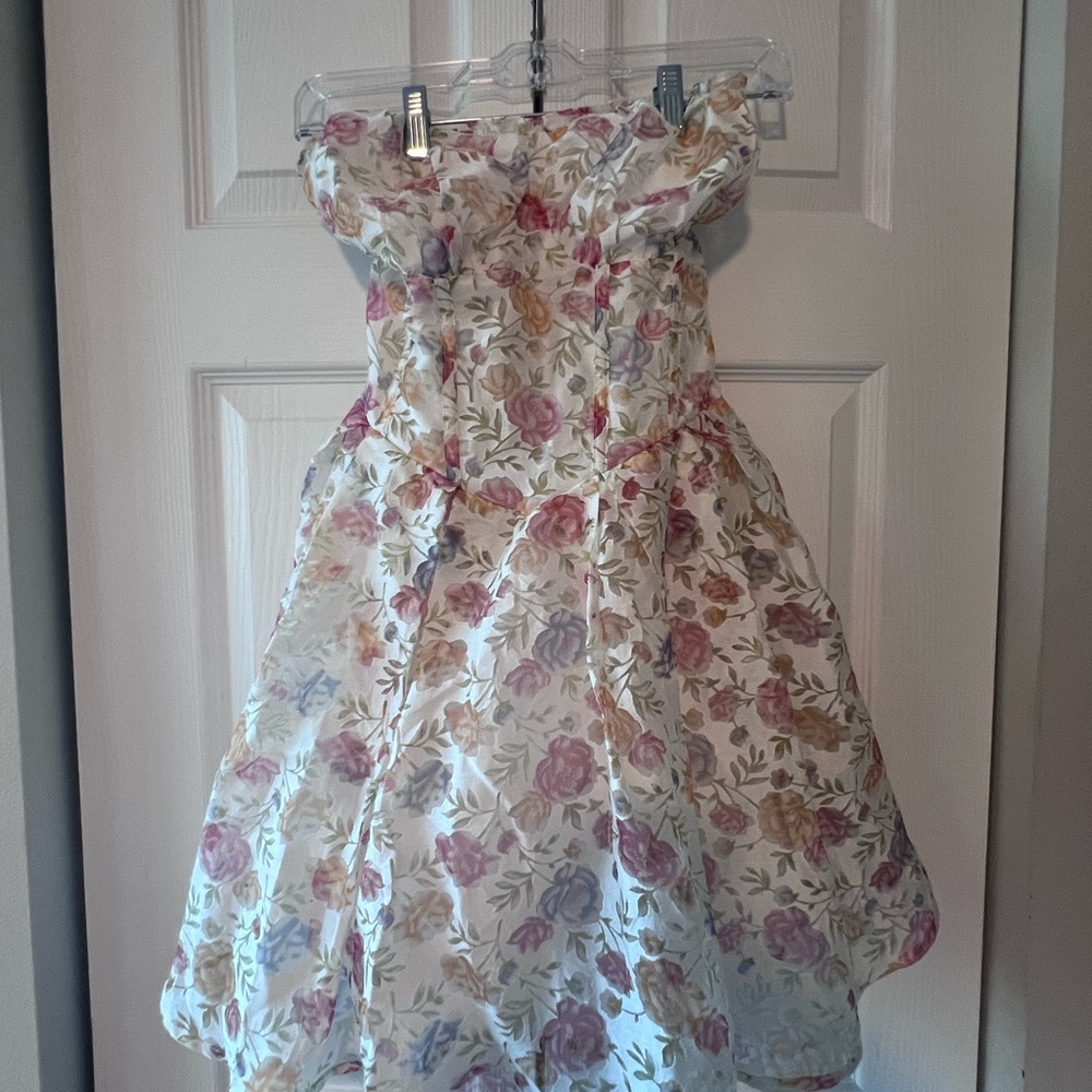 Floral women Dress - Pink and White